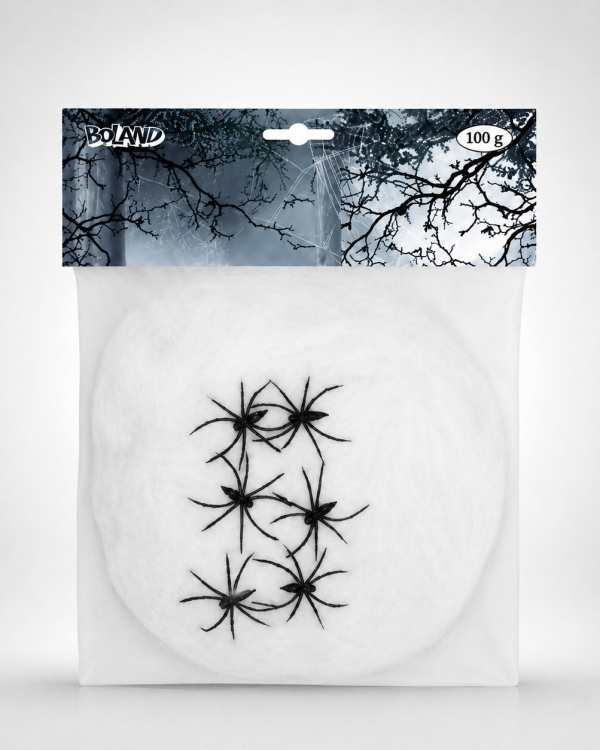 Toile Blanche avec 6 Araignées