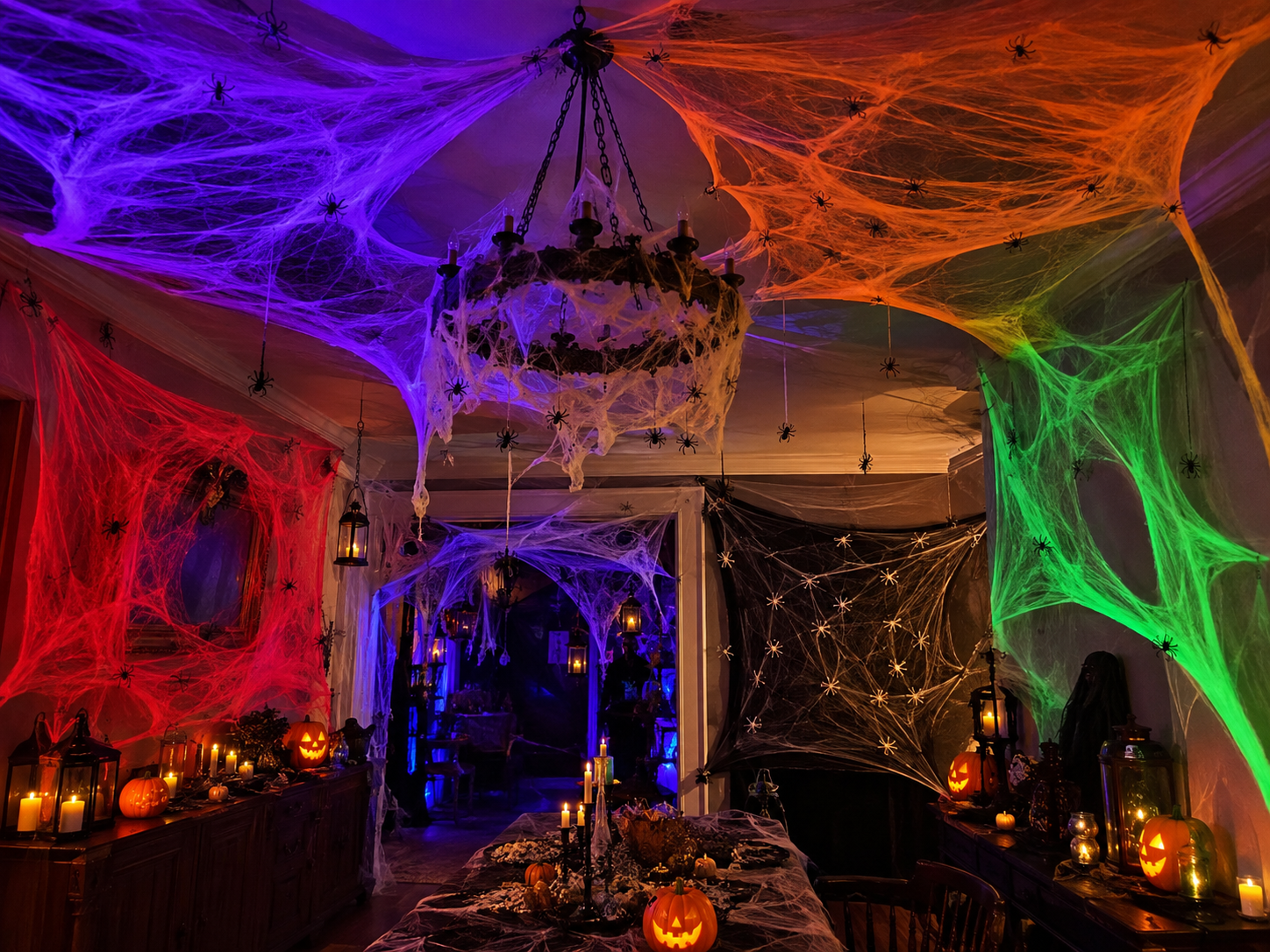 Toile Colorée avec 4 Araignées – Image 2
