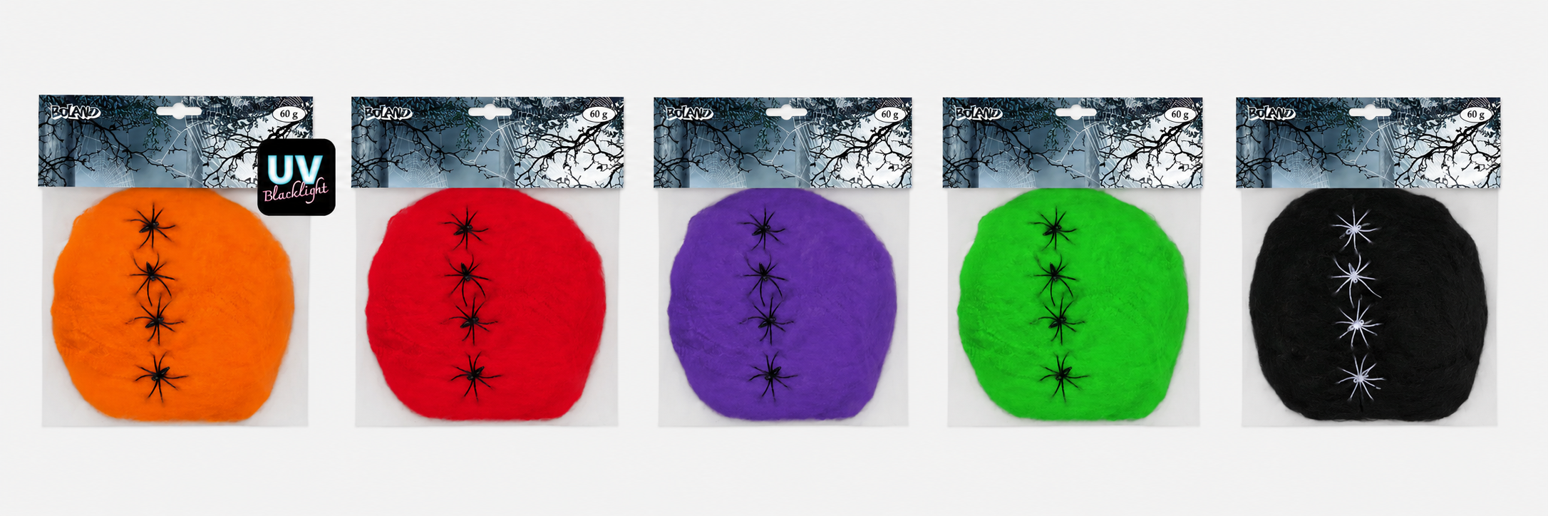 Toile Colorée avec 4 Araignées