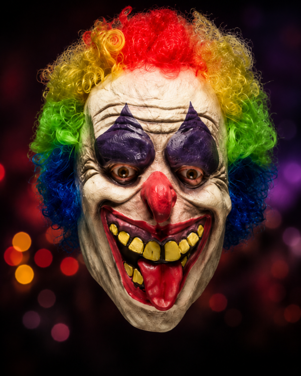 Masque Clown avec Cheveux Multicolores
