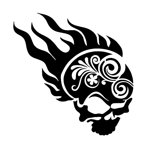 Pochoir Tête de mort Flamme