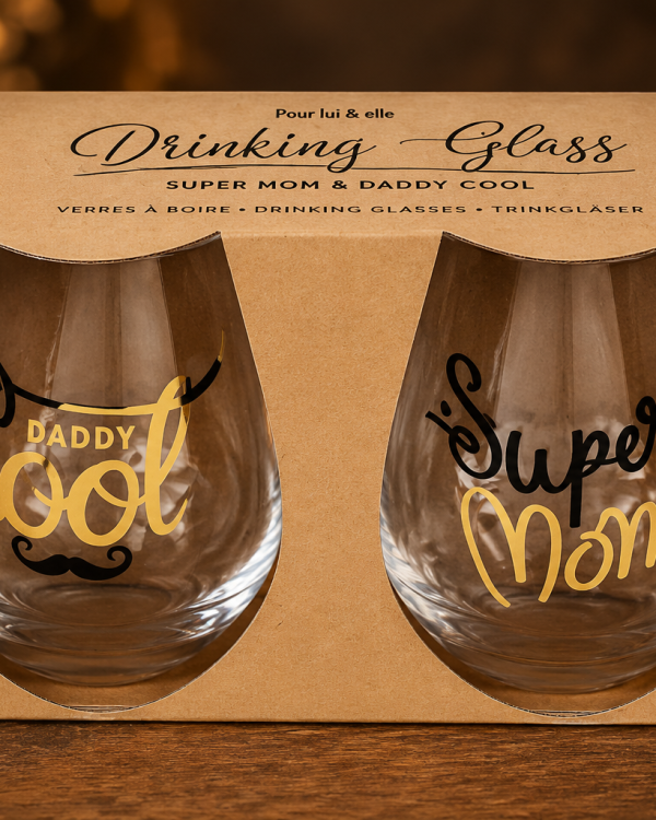 Coffret de Verres « Daddy Cool & Super Mom »