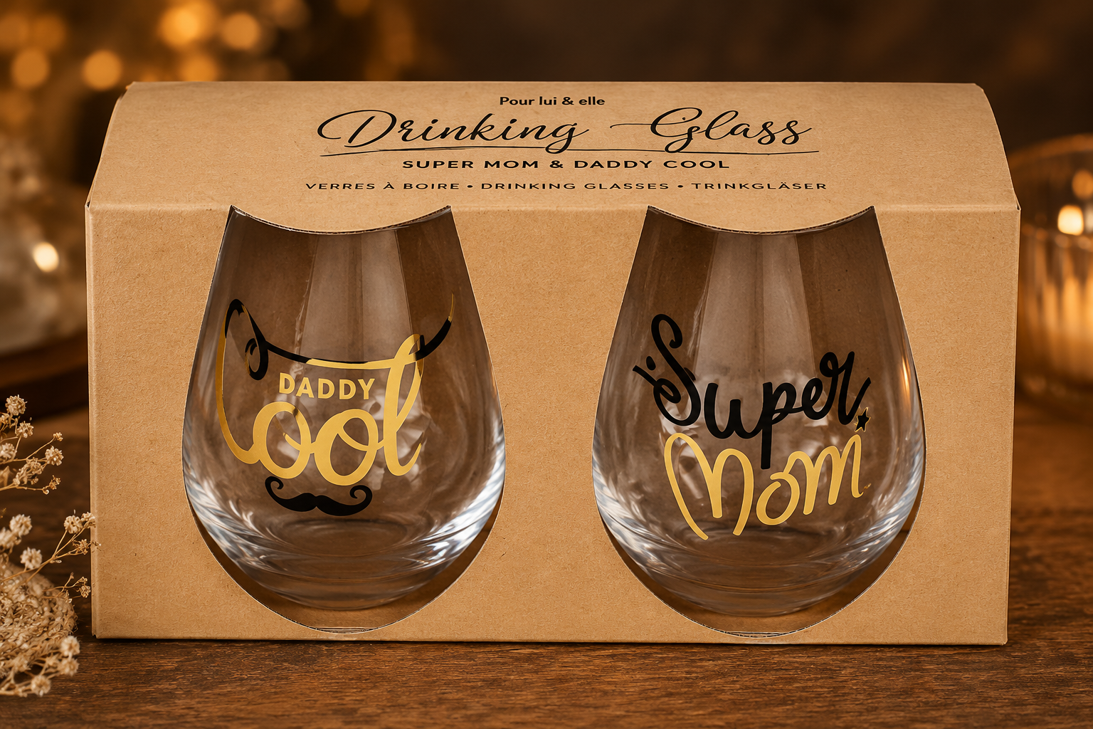 Coffret de Verres « Daddy Cool & Super Mom »