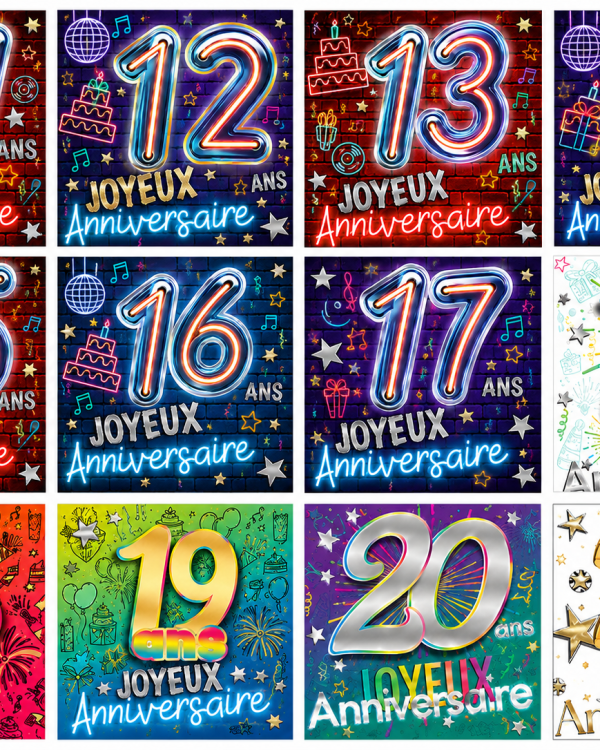 Carte Double "Age" de 11 à 20 Ans