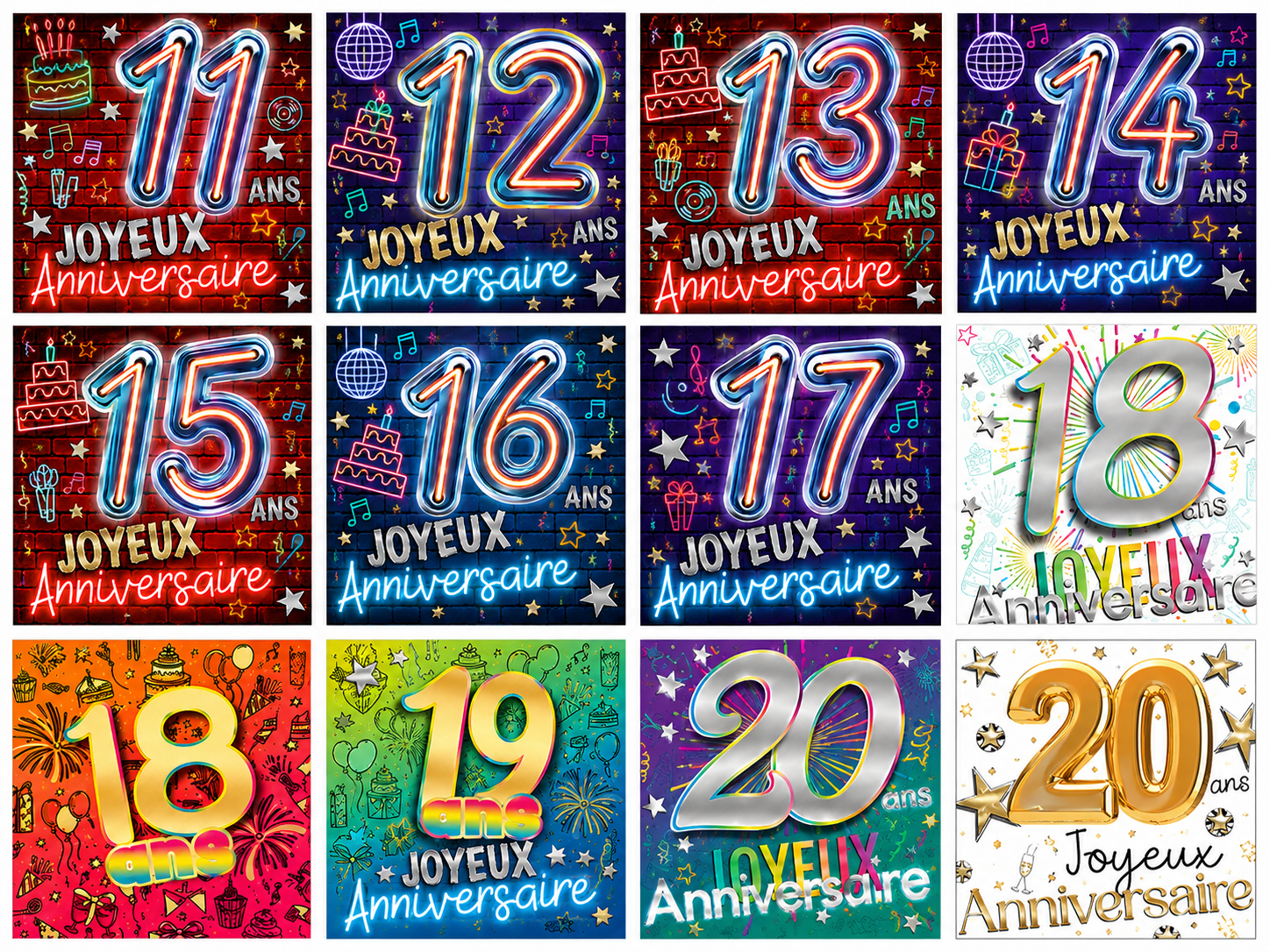 Carte Double "Age" de 11 à 20 Ans