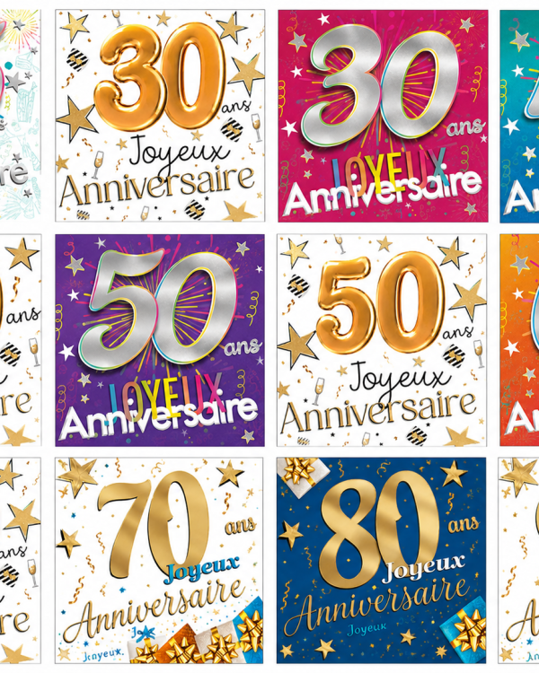 Carte Double "Age" de 25 à 90 Ans
